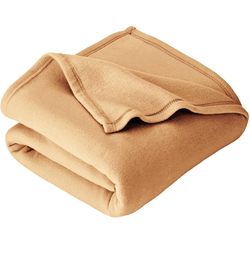 Purav Light Fleece Blanket for Double Bed Soft, Woolen, Winter & Traveling Blanket Ideal AC & All-Season Blanket Polar Fleece & Micro Mink -90" X 90''-1 Pc, Beige - Image 2