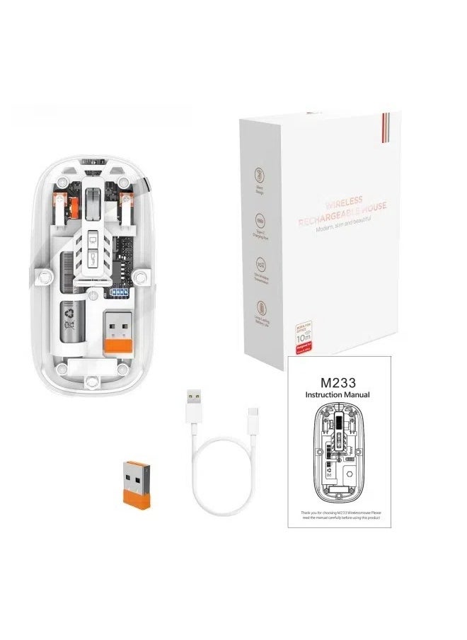 ماركة غير محددة The new three-mode transparent mouse 2.4G wireless and BT5.1 rechargeable built-in 500 mAh lithium battery mute 