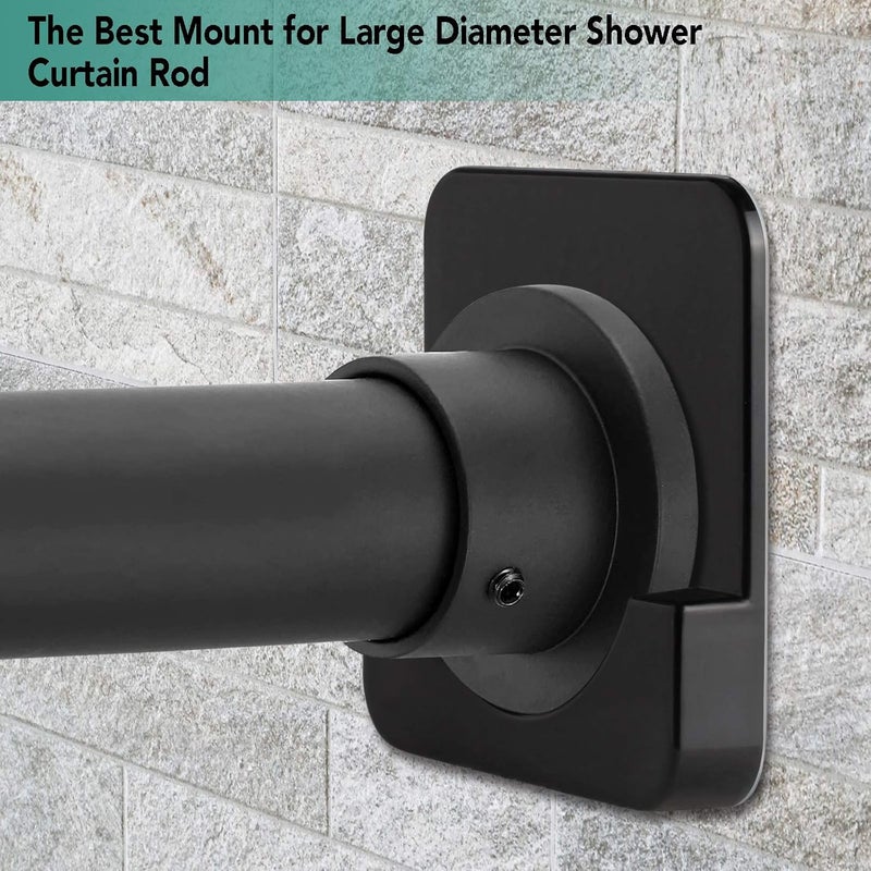 CANRAY Black Shower Curtain Rod Holder for Wall Mount | Adhesive Shower Tension Rod Retainer for Tile | No Drilling | Stick On | 2 Pack, (Shower Curtain Rod Not Included) - Image 5