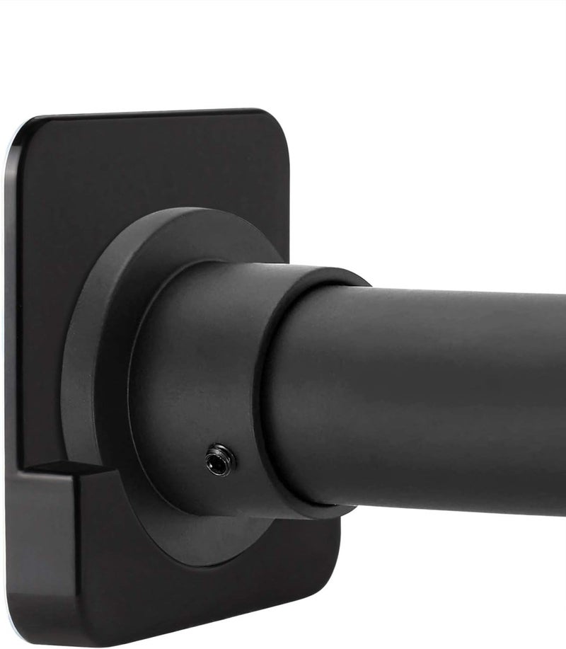 CANRAY Black Shower Curtain Rod Holder for Wall Mount | Adhesive Shower Tension Rod Retainer for Tile | No Drilling | Stick On | 2 Pack, (Shower Curtain Rod Not Included) - Image 1