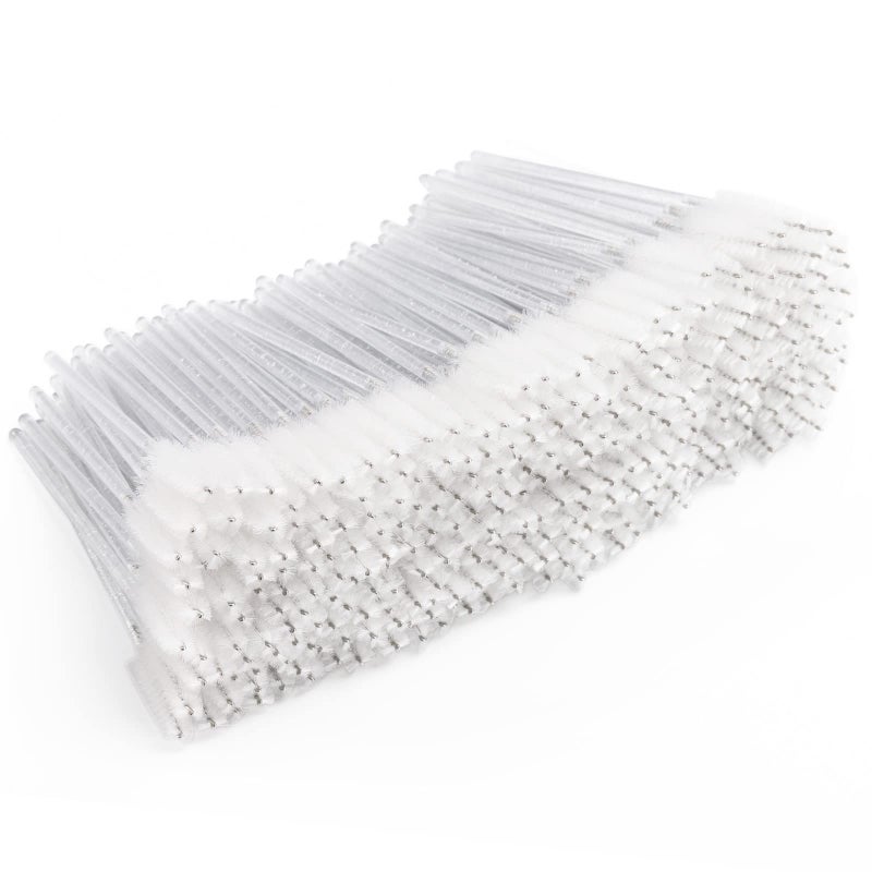 300 Pcs Disposable Mascara Wands Crystal Spoolies Brush for Eyelash Extensions Spooly Eyelash Eyebrow Brushes Lash Wand Applicator Makeup Kits White