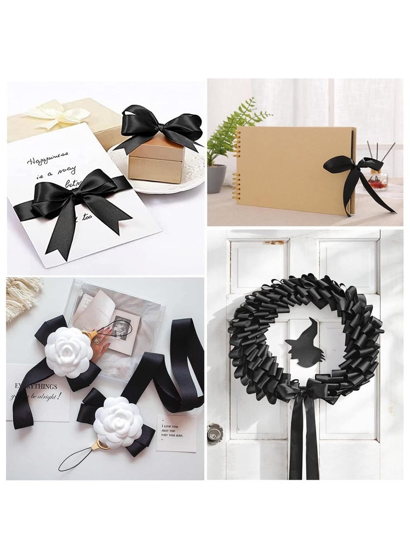Generic Black Satin Ribbon, Solid Color Polyester Fabric Ribbon for Gift Wrapping, Crafts, Bows Making, Wreaths, Sewing Projects, Baby Showers and Wedding Party Decoration - Image 2
