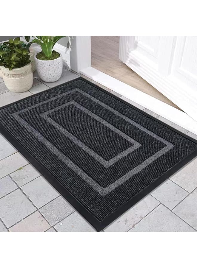 The Bros Front Door Mat Non-Slip Dirt Trapper Mat, Heavy Duty Durable Welcome Mat, Absorbent Rubber Low Profile Doormat, Easy Clean Floor Mat for Entrance, Outdoor and Indoor （45 * 75cm) (A-Grey) - Image 1