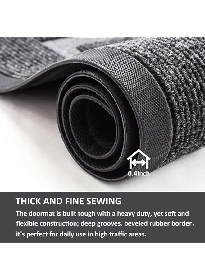 The Bros Front Door Mat Non-Slip Dirt Trapper Mat, Heavy Duty Durable Welcome Mat, Absorbent Rubber Low Profile Doormat, Easy Clean Floor Mat for Entrance, Outdoor and Indoor （45 * 75cm) (A-Grey) - Image 5