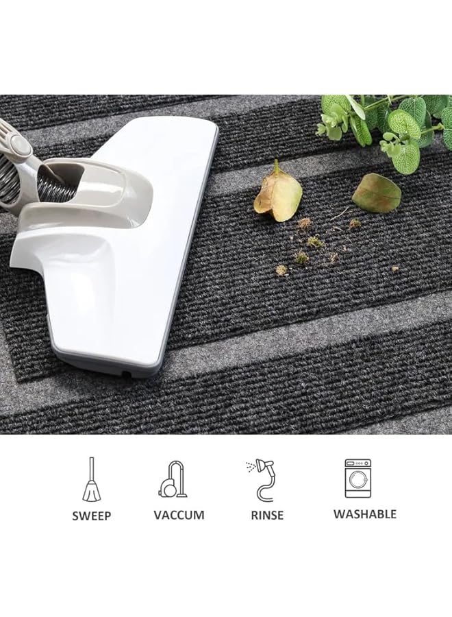 The Bros Front Door Mat Non-Slip Dirt Trapper Mat, Heavy Duty Durable Welcome Mat, Absorbent Rubber Low Profile Doormat, Easy Clean Floor Mat for Entrance, Outdoor and Indoor （45 * 75cm) (A-Grey) - Image 2