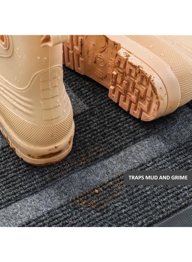 The Bros Front Door Mat Non-Slip Dirt Trapper Mat, Heavy Duty Durable Welcome Mat, Absorbent Rubber Low Profile Doormat, Easy Clean Floor Mat for Entrance, Outdoor and Indoor （45 * 75cm) (A-Grey) - Image 3