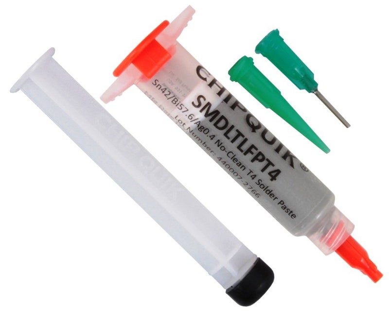 Chip Quik SMDLTLFPT4 Solder Paste no Clean Sn42/Bi57.6/Ag0.4 Low Temp 138C in 5cc Syringe 15g (T4) - Image 1
