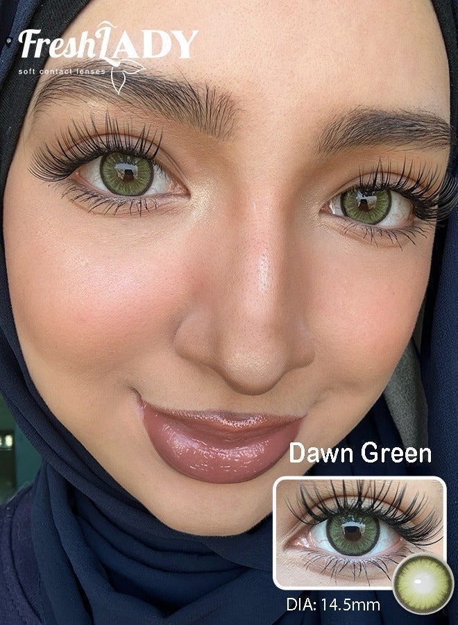 Freshlady Dawn Green Colored Contact Lenses, Yearly Disposable, Natural Daily Wear - Image 1