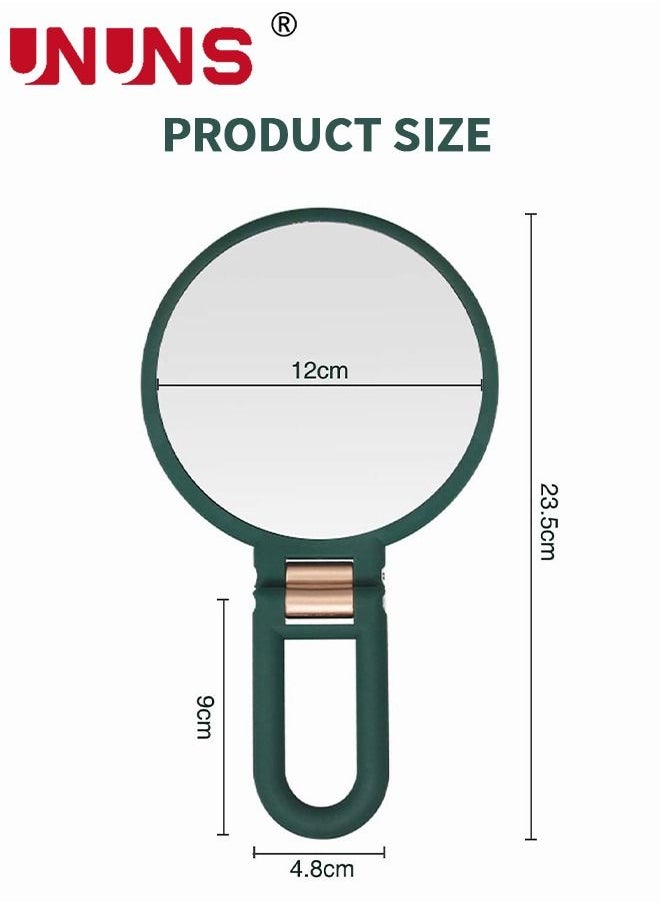 UNUNS - Mirror With Stand,2-In-1 Table And Hand Held Mirror,1X 15X Magnifying Foldable Double Side Mirror,Army Green 24x13.5 Centimeter - Image 1
