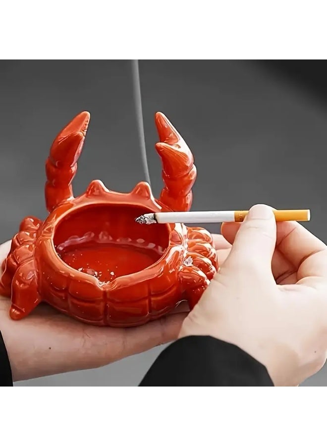 منفضة سجائر خزفية على شكل سرطان البحر مع غطاء - Image 1