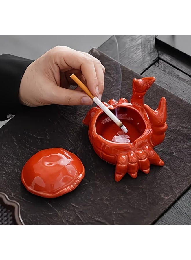 منفضة سجائر خزفية على شكل سرطان البحر مع غطاء - Image 3