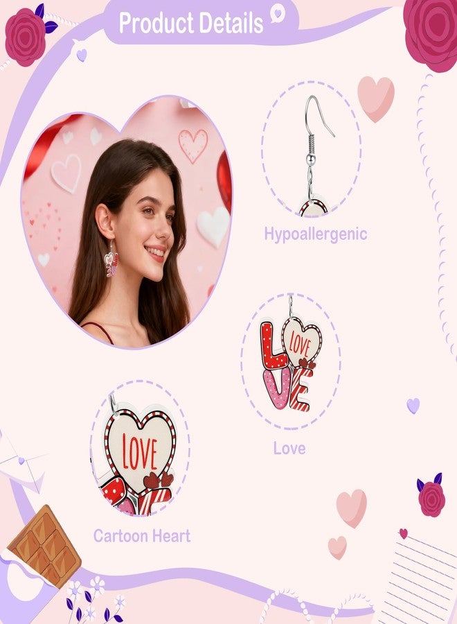 Joyline Valentine’s Day Earrings for Women Love Heart Acrylic Dangle Earrings Lightweight Statement Jewelry Birthday Gifts (Earrings-B) - Image 3