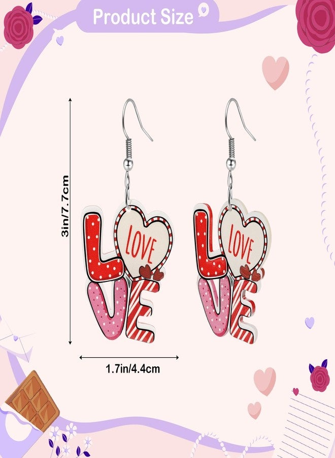 Joyline Valentine’s Day Earrings for Women Love Heart Acrylic Dangle Earrings Lightweight Statement Jewelry Birthday Gifts (Earrings-B) - Image 2