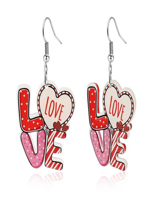 Joyline Valentine’s Day Earrings for Women Love Heart Acrylic Dangle Earrings Lightweight Statement Jewelry Birthday Gifts (Earrings-B) - Image 1