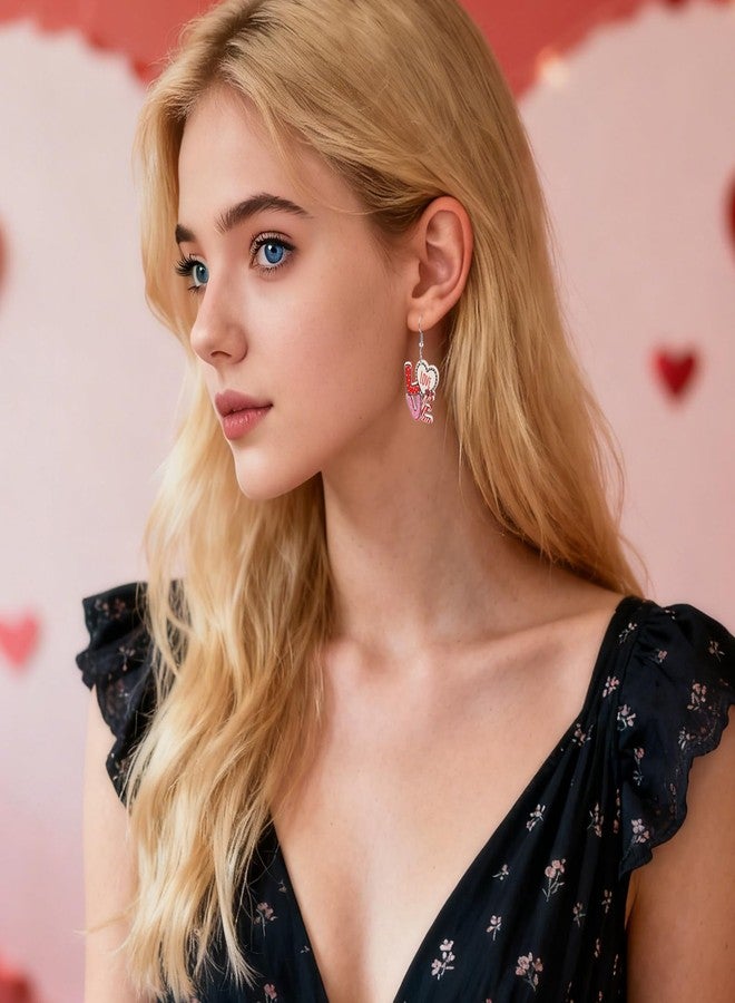 Joyline Valentine’s Day Earrings for Women Love Heart Acrylic Dangle Earrings Lightweight Statement Jewelry Birthday Gifts (Earrings-B) - Image 4