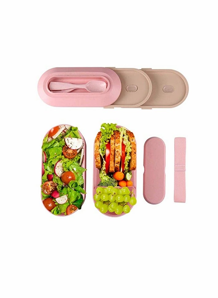 KASTWAVE Bento Box Lunch Box, 2-In-1 Stackable Lunch Containers with Utensils and Nylon Sealing Strap, BPA-Free for Kids/Adults for Men/Women Microwave, Dishwasher & Freezer Safe - Image 3