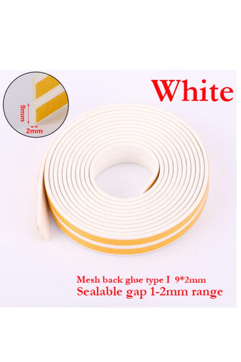 White I 9X2MM 5M Type DIEP Self Adhesive Door Sealing Strips Self Adhesive Window Foam Wind Waterpro