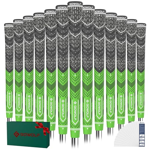 Gowolf Golf Grip Cord Rubber Multicompound Golf Driver Irons Club Choose 13 Grips with 15pcs Tapes Or Full Kit choose one Green Standard - Image 1