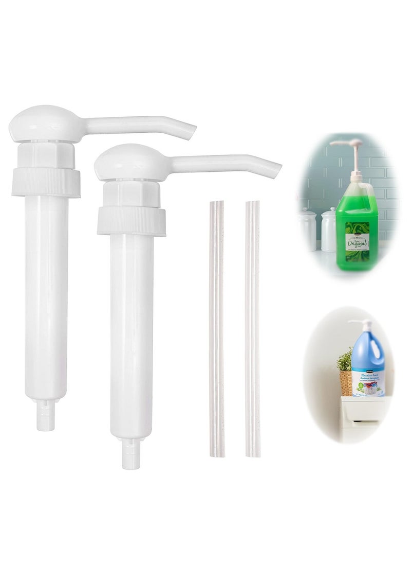 Heavy Duty Replacement Pump Dispensers for Gallons  Jugs, Suitable for Shampoo, Conditioner, Paint and Condiments, 2 Pieces, includes 2 Six 2-inch tubes - White - Image 1