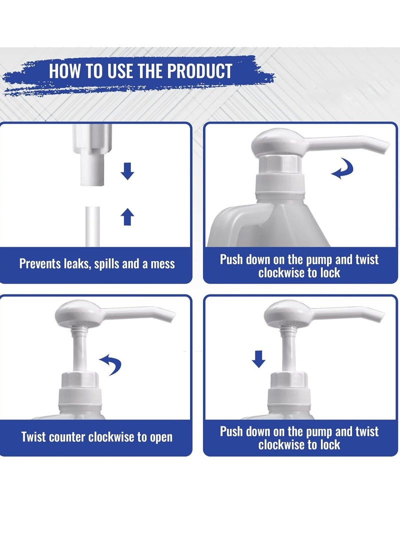 Heavy Duty Replacement Pump Dispensers for Gallons  Jugs, Suitable for Shampoo, Conditioner, Paint and Condiments, 2 Pieces, includes 2 Six 2-inch tubes - White - Image 3