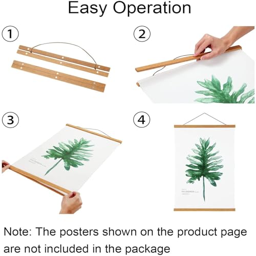 FALAMON 3 Pack Magnetic Poster Hanger Frame, 20x20 20x28 20x30 Teak Wood Magnet Poster Frame for Posters, Prints, Photos, Pictures, Maps, Scrolls, and Canvas Artwork - Image 4