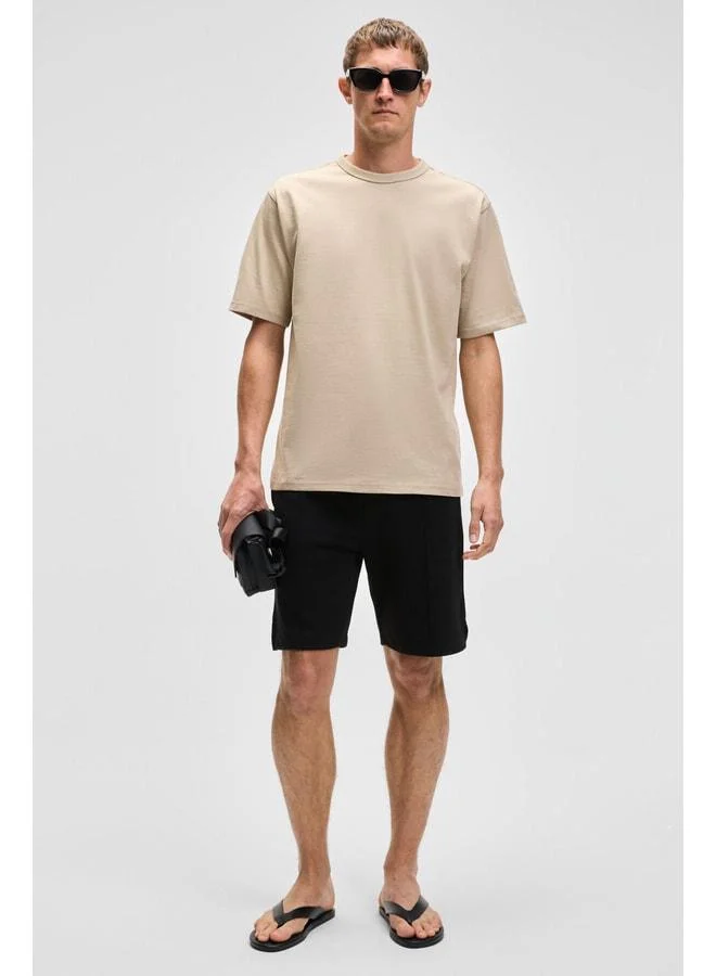GRIMELANGE MATSEN Men's Elastic Waist Side and Back Pocket Relaxed Black Shorts