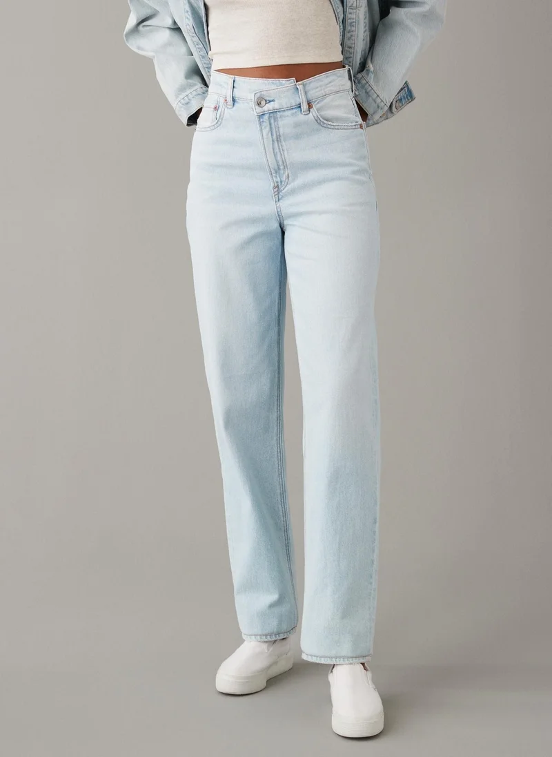 American Eagle Highest Waist Crossover Baggy Straight  Jeans