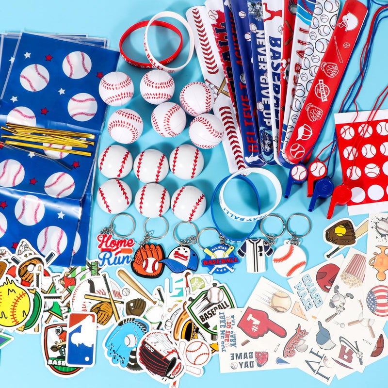Atonofun 146 Pcs Baseball Party Favors, Baseball Goodie Bag Stuffers with Mini Stress Balls, Baseball Keychains, Tattoos, Bulk Small Toy for Kids Baseball Themed Birthday Party Supplies, Classroom Reward - Image 3