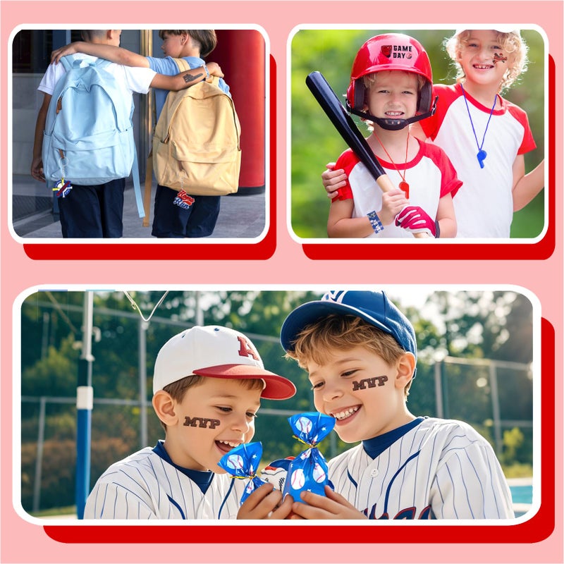 Atonofun 146 Pcs Baseball Party Favors, Baseball Goodie Bag Stuffers with Mini Stress Balls, Baseball Keychains, Tattoos, Bulk Small Toy for Kids Baseball Themed Birthday Party Supplies, Classroom Reward - Image 5