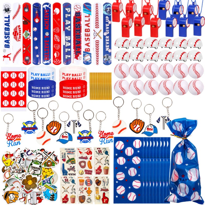 Atonofun 146 Pcs Baseball Party Favors, Baseball Goodie Bag Stuffers with Mini Stress Balls, Baseball Keychains, Tattoos, Bulk Small Toy for Kids Baseball Themed Birthday Party Supplies, Classroom Reward - Image 1