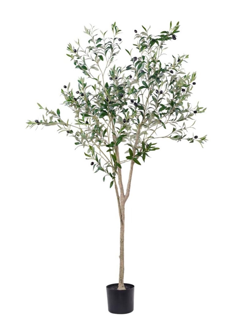 شجرة الزيتون الاصطناعية ، 6 أقدام طوول نبات الحرير شجرة الاصطناعية في أوراق فرع الزيتون المحفوظة بوعاء والفواكه لديكور المنزل الحديث الداخلي - Image 3