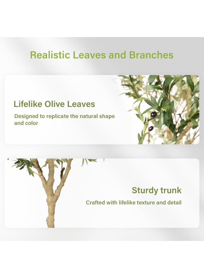 شجرة الزيتون الاصطناعية ، 6 أقدام طوول نبات الحرير شجرة الاصطناعية في أوراق فرع الزيتون المحفوظة بوعاء والفواكه لديكور المنزل الحديث الداخلي - Image 2