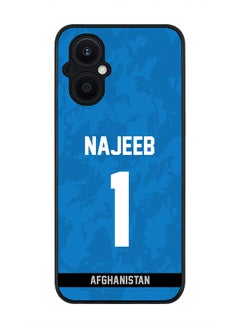 Rugged Black Edge Case for Oppo Reno7 Z , Slim fit Soft Case Flexible Rubber Edges Thin Cover - Player Name - Najibullah Zadran, Jersey Number- 1