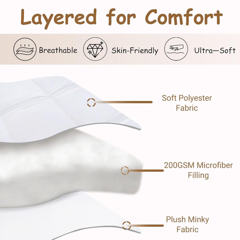 ZPECC Toddler Down Alternative Comforter, 39x47 Hypoallergenic Baby Blanket Quilt, Soft Breathable Lightweight All Season Kids Duvet Insert for Crib Stroller Cot Daycare, White - Image 3