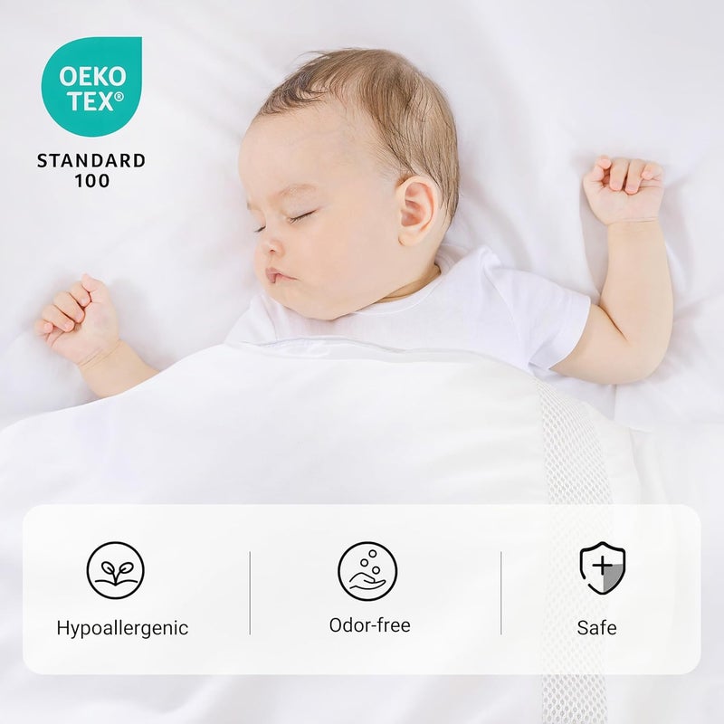 ZPECC Toddler Down Alternative Comforter, 39x47 Hypoallergenic Baby Blanket Quilt, Soft Breathable Lightweight All Season Kids Duvet Insert for Crib Stroller Cot Daycare, White - Image 4