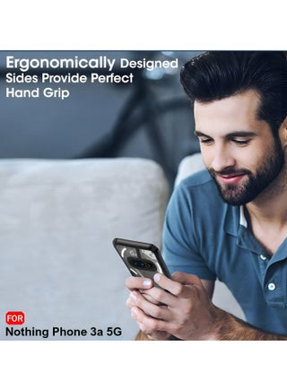 Nothing Phone (3a) 5G 2025 Hybrid TPU سيليكون مع مصدات درع مرتفعة غطاء حافظة رفيع - شفاف / أسود - view 5