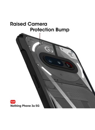 Nothing Phone (3a) 5G 2025 Hybrid TPU سيليكون مع مصدات درع مرتفعة غطاء حافظة رفيع - شفاف / أسود - view 4