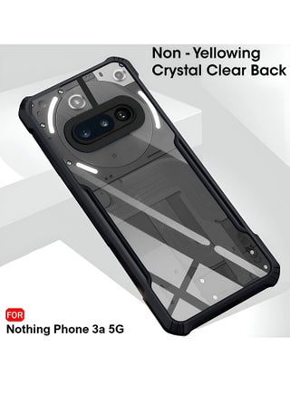 Nothing Phone (3a) 5G 2025 Hybrid TPU سيليكون مع مصدات درع مرتفعة غطاء حافظة رفيع - شفاف / أسود - view 3