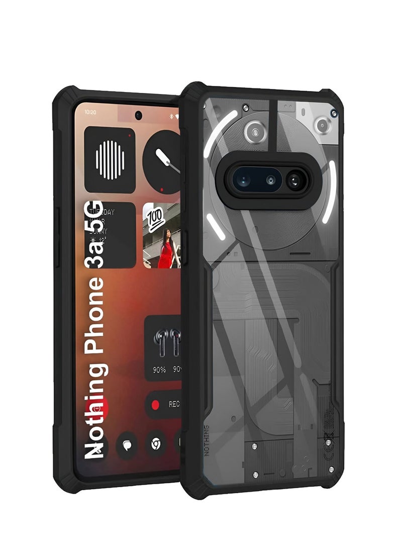 Wtech Nothing Phone (3a) 5G 2025 Hybrid TPU Silicone with Raised Armour Bumpers Slim Case Cover - Clear/Black  - Image 1