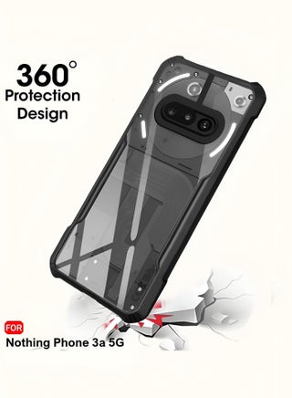 Nothing Phone (3a) 5G 2025 Hybrid TPU سيليكون مع مصدات درع مرتفعة غطاء حافظة رفيع - شفاف / أسود - view 2