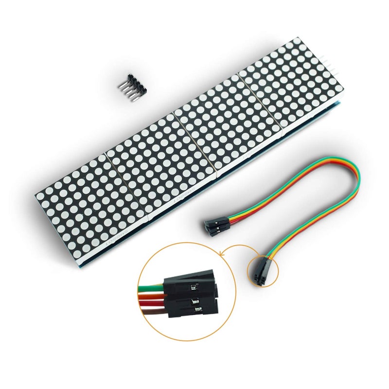 DEVMO MAX7219 Dot Matrix Display Module Single-Chip Control LED Module DIY Kit Compatible with Ar-duino with 5pin Line - Image 2