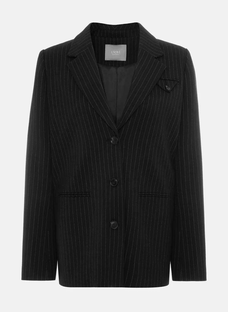 ليتشي سترة أحادية الصدر مع خطوط رفيعة