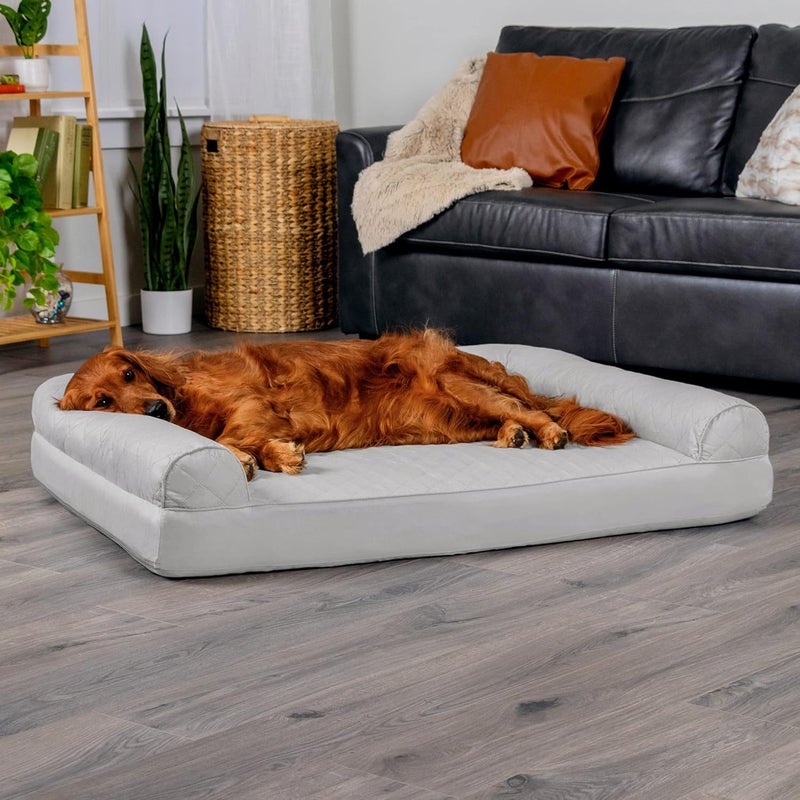 Furhaven Pet Dog Bed | Orthopedic Quilted Traditional Sofa-Style Living Room Couch Pet Bed w/Removable Cover for Dogs & Cats, Silver Gray, Jumbo - Image 3