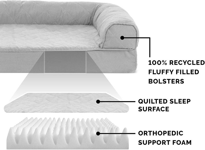 Furhaven Pet Dog Bed | Orthopedic Quilted Traditional Sofa-Style Living Room Couch Pet Bed w/Removable Cover for Dogs & Cats, Silver Gray, Jumbo - Image 4