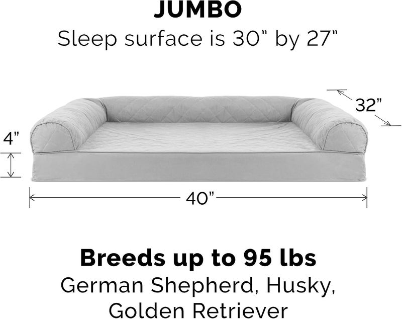Furhaven Pet Dog Bed | Orthopedic Quilted Traditional Sofa-Style Living Room Couch Pet Bed w/Removable Cover for Dogs & Cats, Silver Gray, Jumbo - Image 2