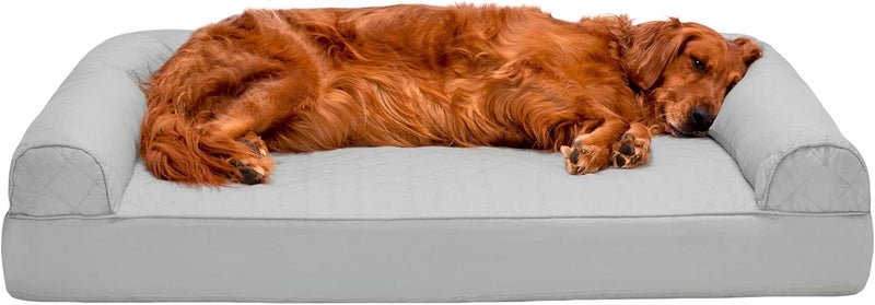 Furhaven Pet Dog Bed | Orthopedic Quilted Traditional Sofa-Style Living Room Couch Pet Bed w/Removable Cover for Dogs & Cats, Silver Gray, Jumbo - Image 1