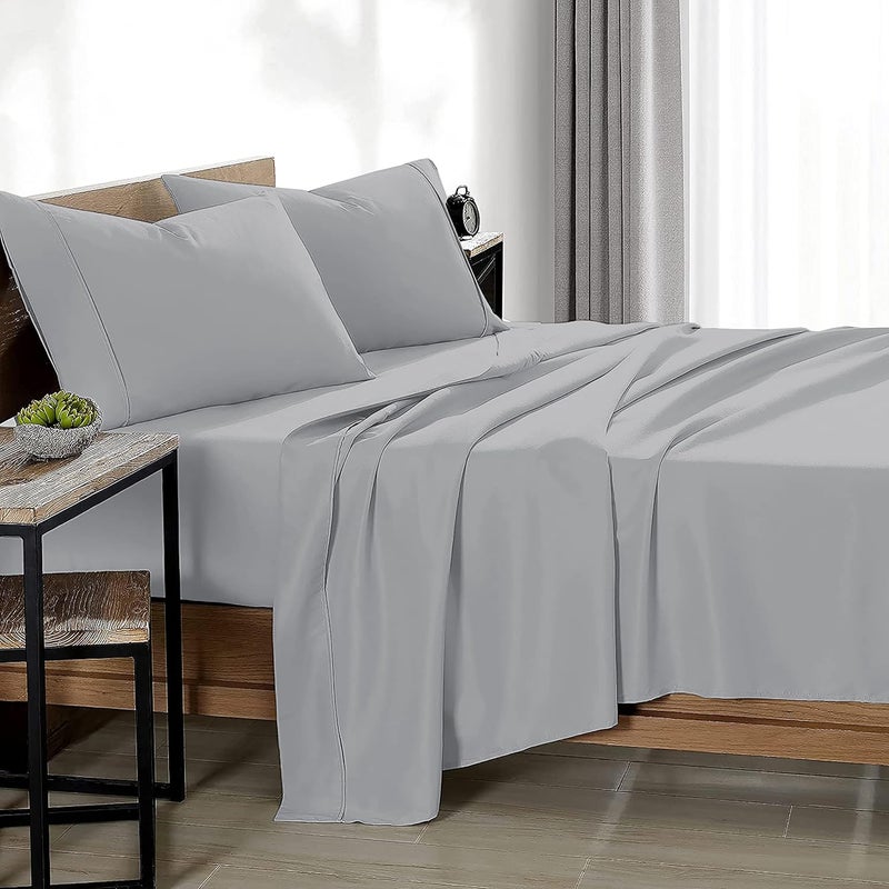Filbert Platinum Premium Collection Egyptian Cotton Bedsheet 400TC Silver Grey Bedsheet with 2 Pillow Covers Queen - Image 2