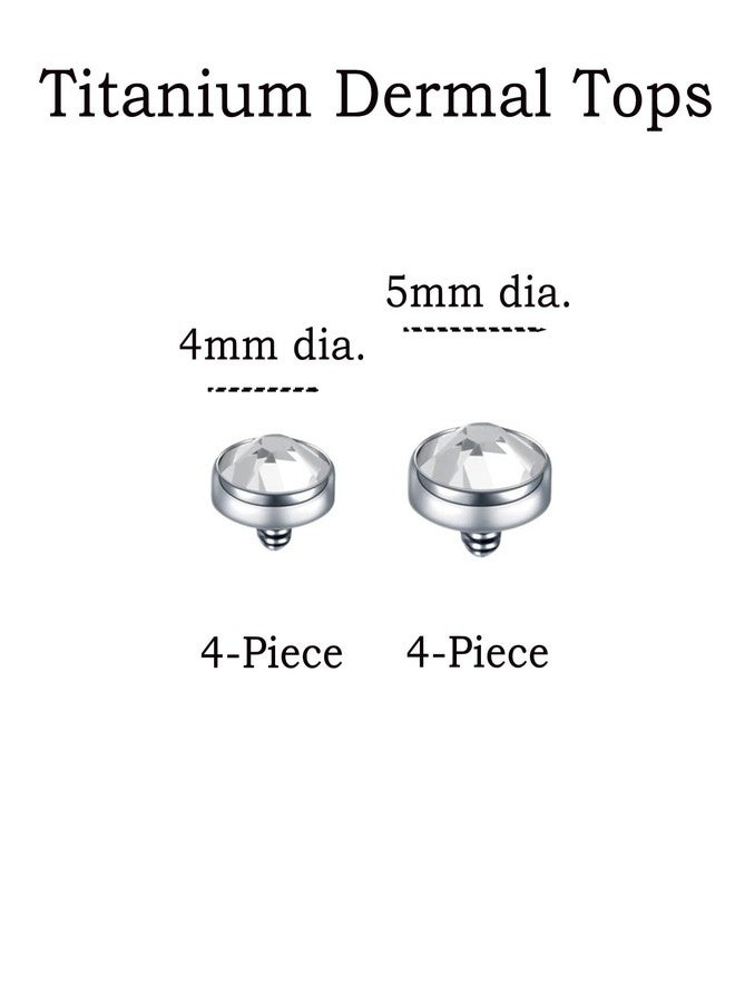TKWXE 14G Dermal Jewelry Titanium 4mm and 5mm Dermal Tops Microdermals Dermal Piercings for Women,8 Pieces - Image 2