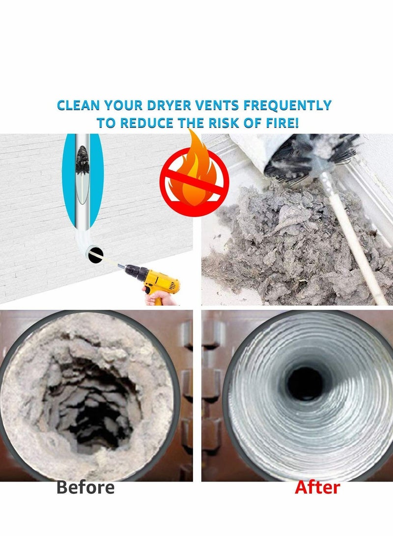 NIBEMINENT Dryer Vent Cleaner Kit (30Feet) Reusable Lint Remover Fireplace Chimney Brushes, Flexible Brush with Drill Attachment for Faster Cleaning - Image 3
