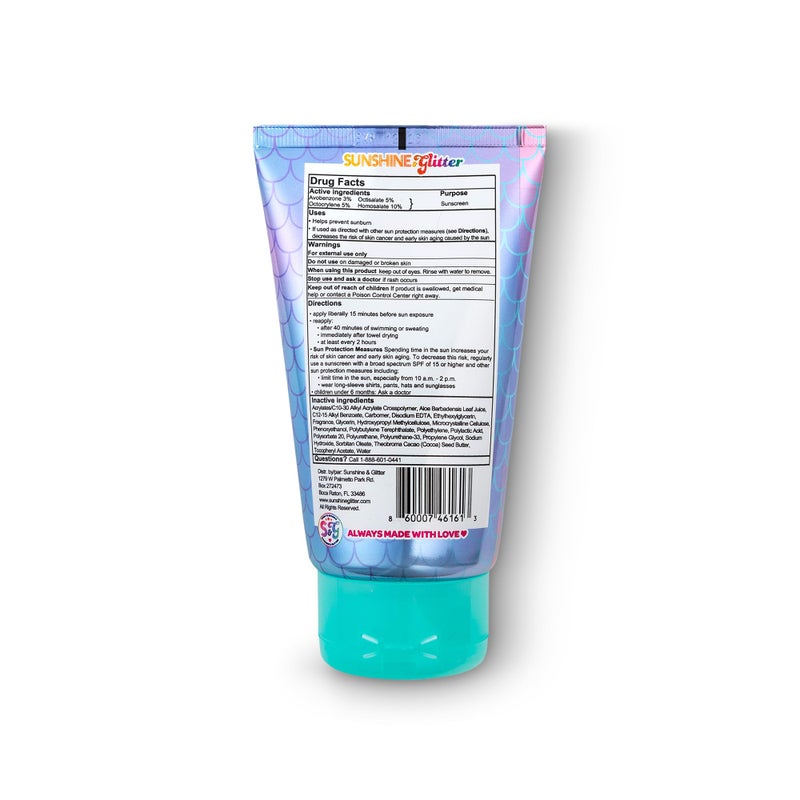 Sunshine & Glitter Seastar Sparkle - Mermaid Watermelon Lemonade Scented Glitter Sunscreen - SPF 50 - Biodegradable Sunscreen, Water Resistant, Glitter lotion, Cruelty Free, Kids Lotion, Made in USA, 3.4oz - Image 4